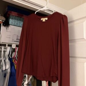 MICHAEL Michael Kors Burgundy Long Sleeve Crewneck Top